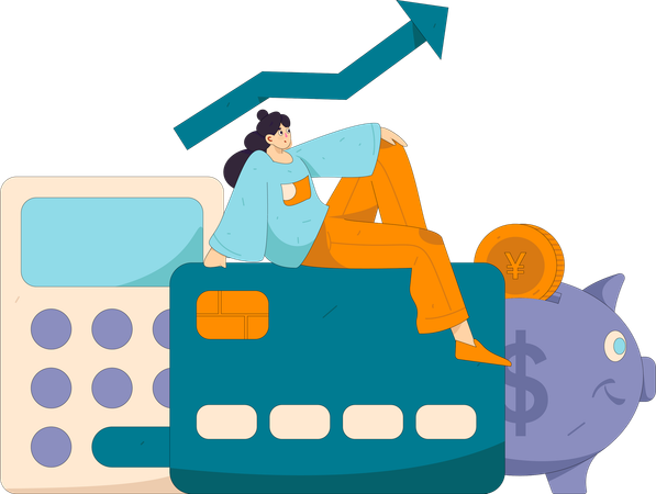 Woman doing financial analysis  Illustration