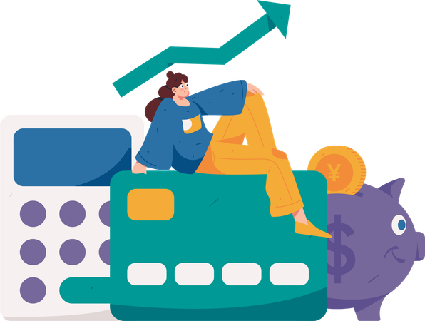 Woman doing financial analysis  Illustration