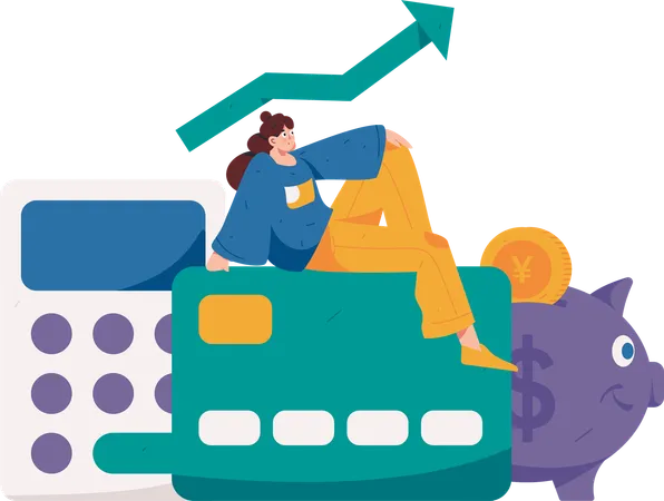 Woman doing financial analysis  Illustration