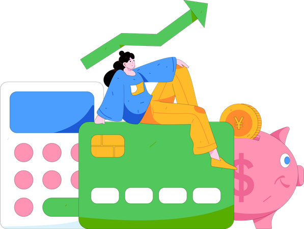 Woman doing financial analysis  Illustration