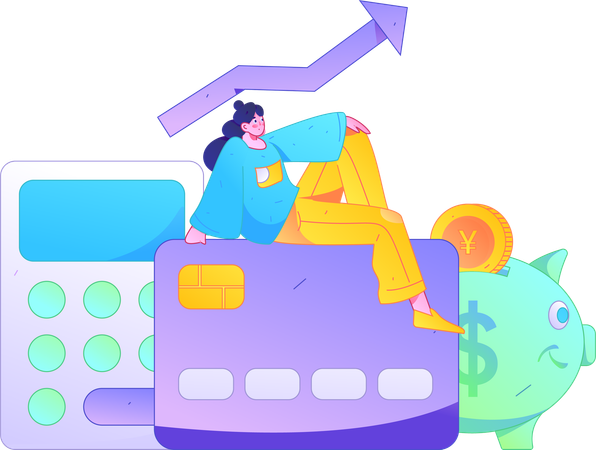 Woman doing financial analysis  Illustration