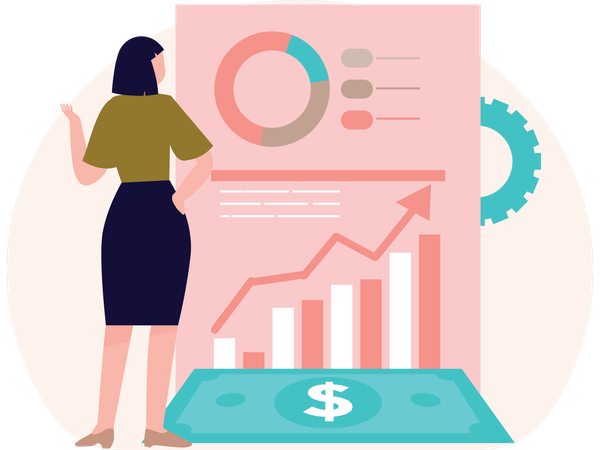 Woman doing Financial analysis  Illustration