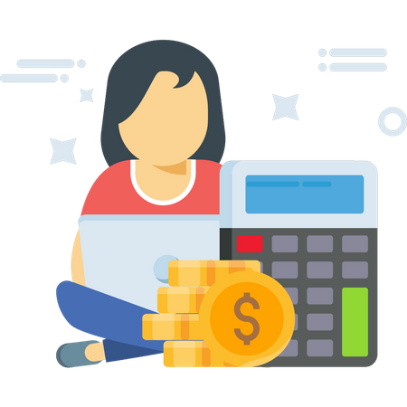 Woman doing financial calculation Illustration