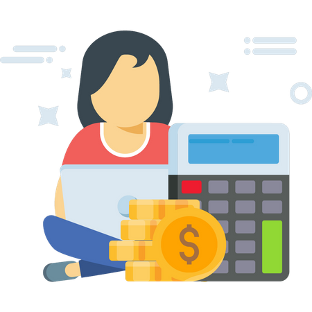 Woman doing financial calculation  Illustration