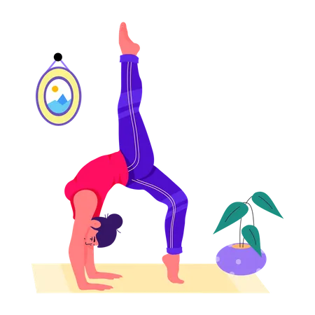 Flexibility Pose Flat Illustration Vector Illustration