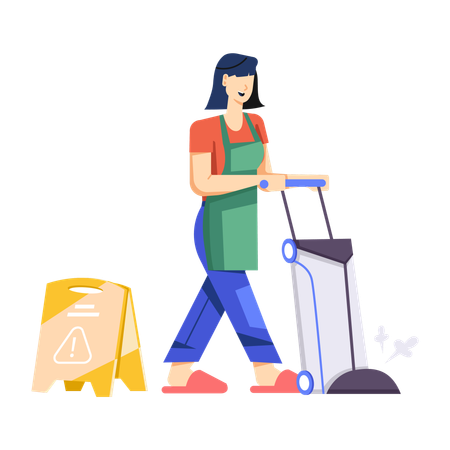 Woman doing Floor Cleaning  Illustration