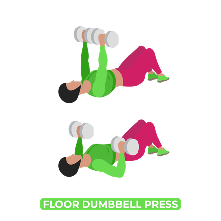 Woman Doing Floor Dumbbell Press  Illustration