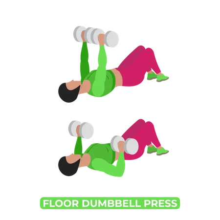 Woman Doing Floor Dumbbell Press  Illustration