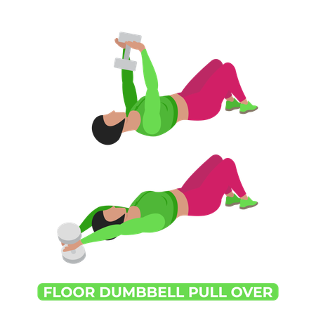 Woman Doing Floor Dumbbell Pull Over  Illustration