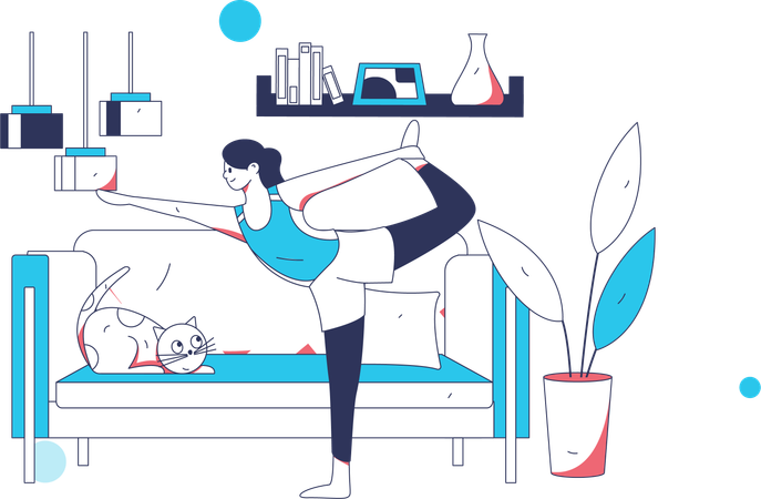 床運動をする女性  イラスト