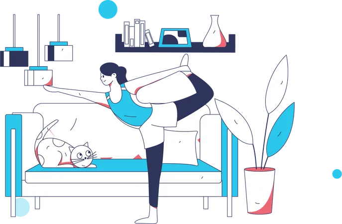 床運動をする女性  イラスト
