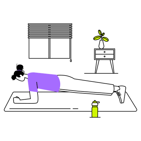 Woman doing floor exercise in morning  Illustration