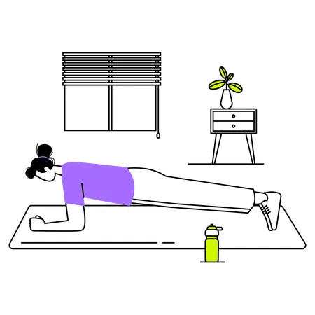 Woman doing floor exercise in morning  Illustration