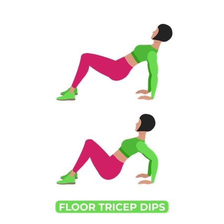 Woman Doing Floor Tricep Dips  Illustration