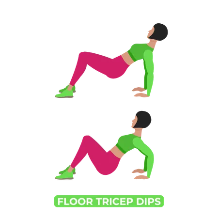 Woman Doing Floor Tricep Dips  Illustration