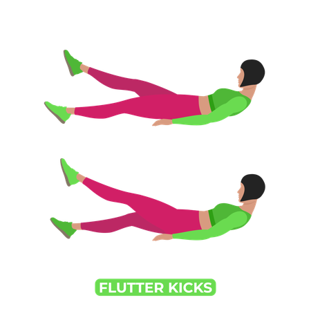 Woman Doing Flutter Kicks  Illustration