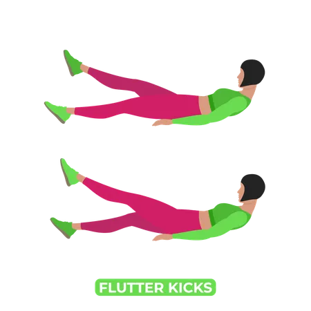 Woman Doing Flutter Kicks  Illustration