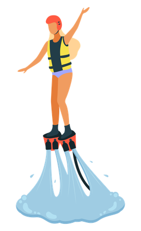Woman doing flyboarding  イラスト