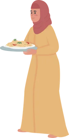 Woman doing food donation Illustration