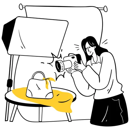 Woman doing food photography in Photography Session  Illustration