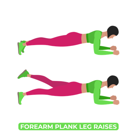 Woman Doing Forearm Plank Leg Raises  Illustration