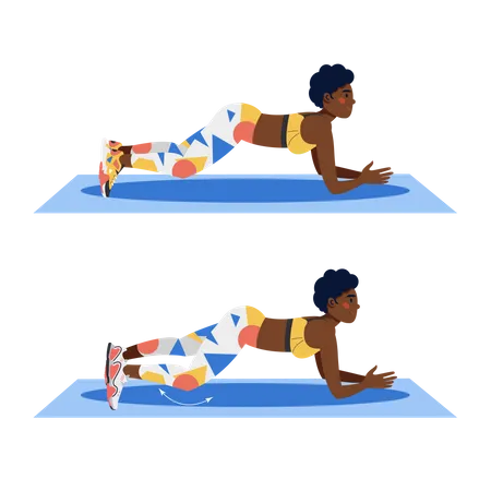 Forearm Plank With Knee Dip Forearm Plank With Knee Dip Fitness At Home Illustration