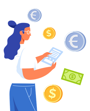 Woman doing forex trading  イラスト