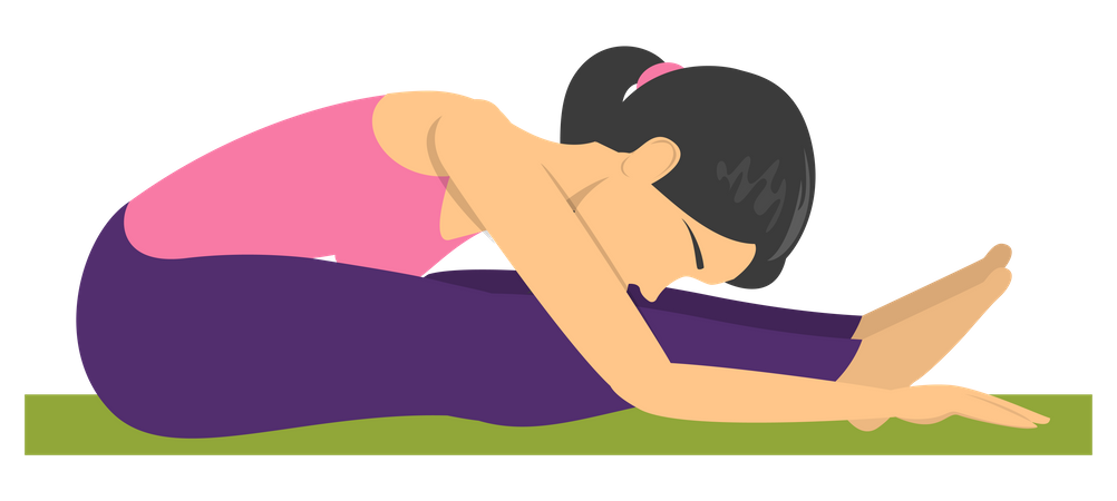 Woman doing Forward bend yoga pose  Illustration