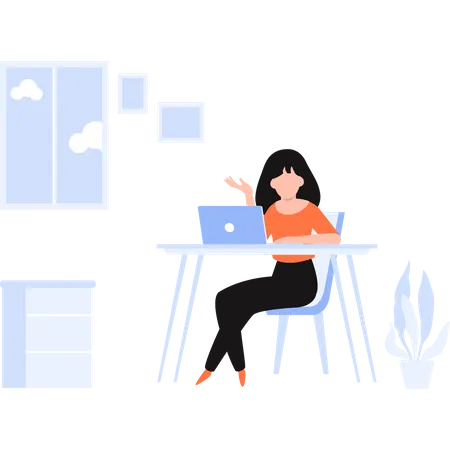 Woman doing freelancing work  Illustration