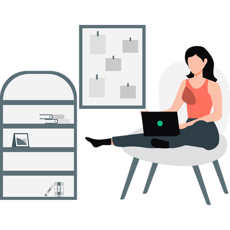 Woman doing freelancing work  Illustration