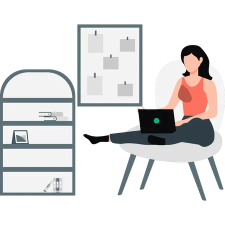 Woman doing freelancing work  Illustration