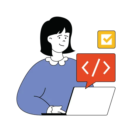 Woman doing full stack development  Illustration