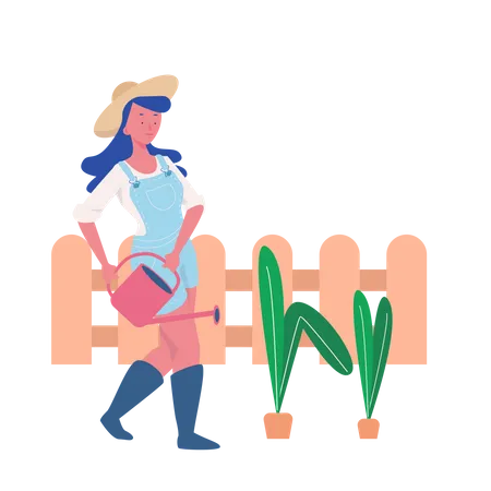 Woman doing Gardening Illustration
