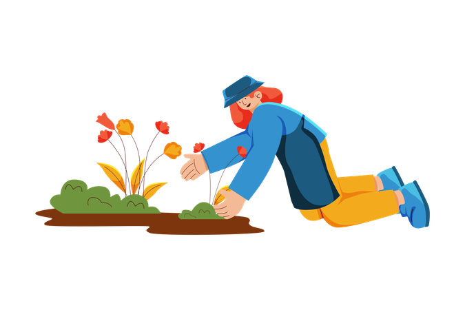 Woman doing gardening Illustration