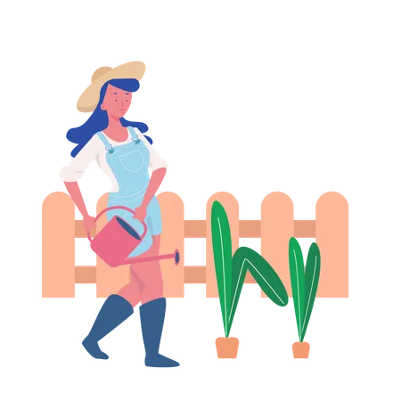 Woman doing Gardening  Illustration