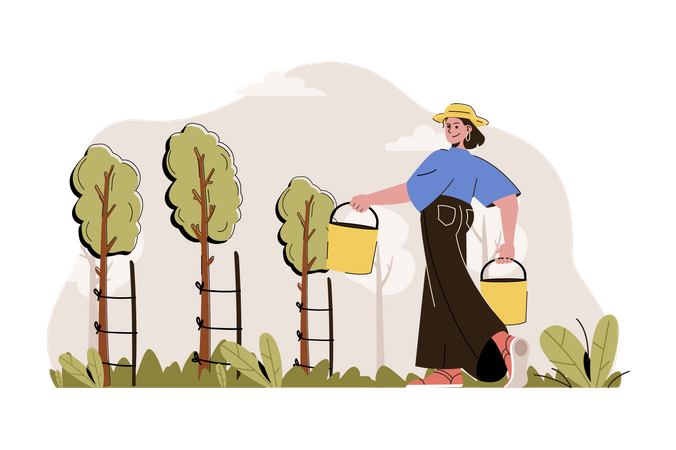 Woman doing gardening  Illustration