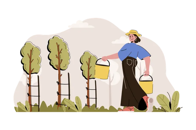 Woman doing gardening  Illustration