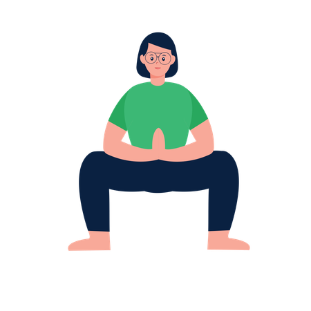 Woman doing Garland Yoga Pose  Illustration