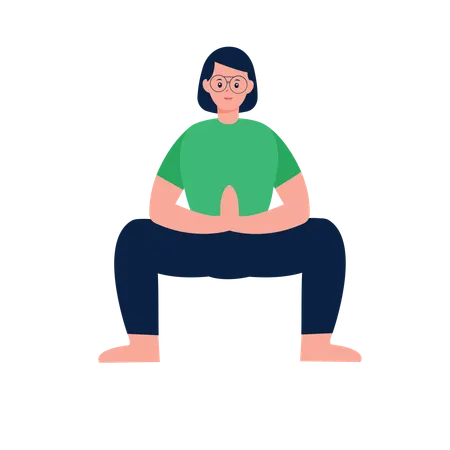 Woman doing Garland Yoga Pose  Illustration