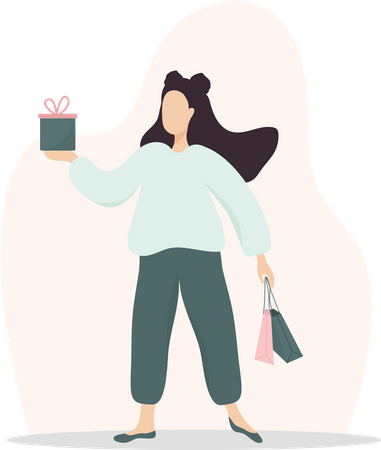 Woman doing gift shopping  Illustration