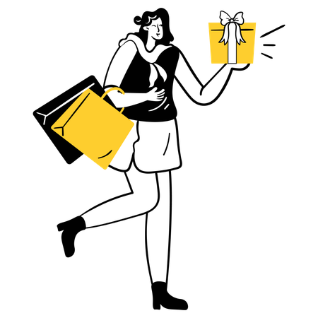 Woman doing gift shopping  Illustration