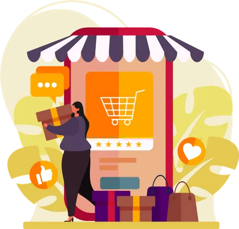 Woman doing gift shopping  Illustration