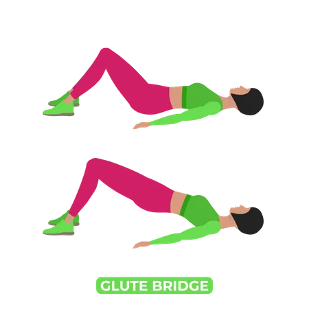 Butt Lift Bodyweight Fitness Legs Workout Exercise An Educational Illustration On A White Background イラスト