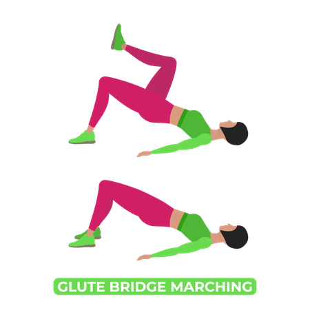 Woman Doing Glute Bridge Marching  イラスト