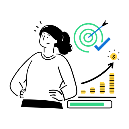 Woman doing goal Setting and Tracking  Illustration