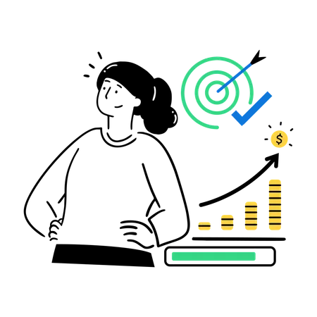 Woman doing goal Setting and Tracking  Illustration