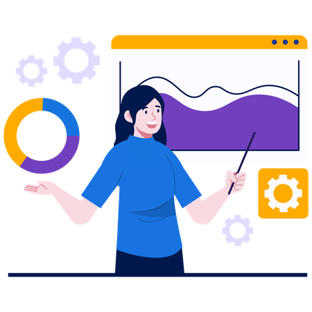 Woman doing Graph Explanation  Illustration