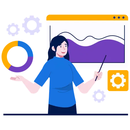 Woman doing Graph Explanation  Illustration