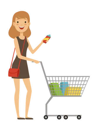 Happy People Different Nations Make Shopping Illustration