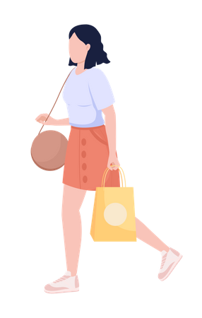 Woman Doing Grocery Shopping  Illustration